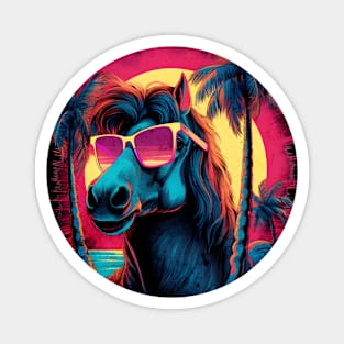 Retro Wave Shetland Pony Horse Miami Magnet